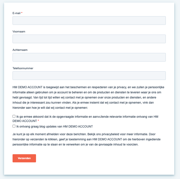 Subscription type instellen op een HubSpot formulier