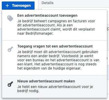 Een advertentieaccount aanmaken in Facebook Business manager