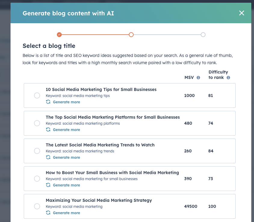 Generate blog content with AI