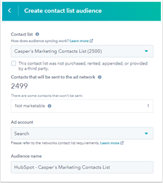 Create contact list audience