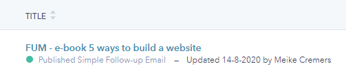 HubSpot Landing Page simple follow-up email